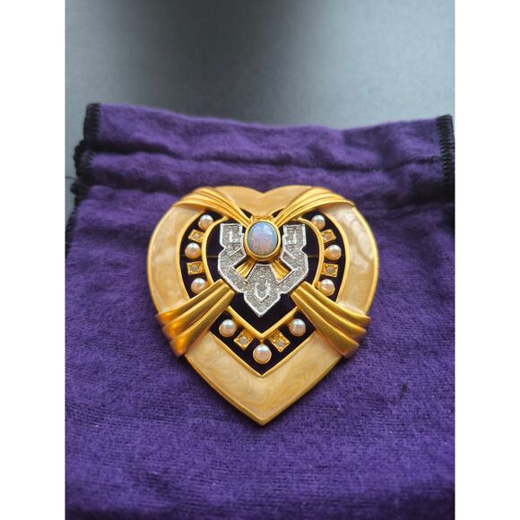 Elizabeth Taylor for Avon Heart of Hollywood Brooch & Earrings Set Vintage - Picture 4 of 7